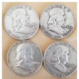 W - FOUR SILVER HALF DOLLARS (C28)