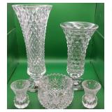 W - CRYSTAL VASES, TOOTHPICK HOLDERS, BOWL (L56)