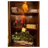 W - FAUX PLANT, CANDLE HOLDERS, CD/ DVD PLAYER