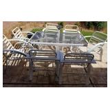 W - PATIO TABLE WITH SEVEN CHAIRS