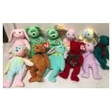 W - LOT OF TY PLUSH BEARS & RABBITS (B51)
