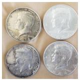 W - FOUR SILVER HALF DOLLARS (E22)