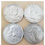 W - FOUR SILVER HALF DOLLARS (C18)