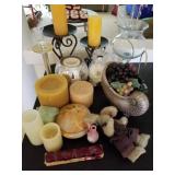 W - MIXED LOT OF CANDLE HOLDERS & CANDLES (L68)