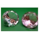 W - TWO FACETED 'DIAMOND' PAPERWEIGHTS (L63)