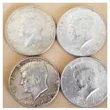 W - FOUR SILVER HALF DOLLARS (C30)