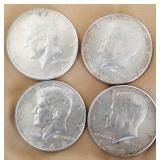 W - FOUR SILVER HALF DOLLARS (C26)