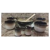 W - SANGO NOVA BLACK D&P SET, BOWLS, MUGS (K9)