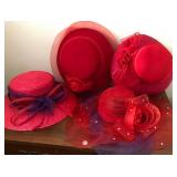 W - LOT OF FOUR RED HATS (M13)