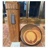 D -VINTAGE OAK MATCH HOLDER, DECORATIVE WALL CLOCK