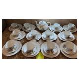 R - PORTUGUESE TEAPOT, TEACUPS & SAUCERS, PLATES