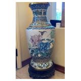 R - CHINESE CLOISONNE VASE WITH STAND 30"T (L22)