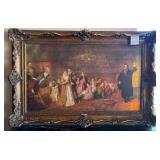 R - FAMILY GATHERING SCENE ARTWORK FRAMED 37X55"