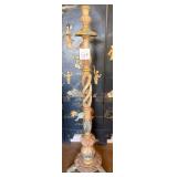 R - 53.5"T CARVED WOOD CANDLE HOLDER (G71)