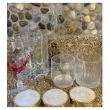 R - MIXED GLASSWARE & COASTERS (F32)