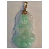 18K CARVED JADE PENDANT (B12)