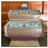 R - CHAMPLEV ENAMELED FAR EAST FOOD CONTAINER