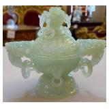 R - CHINESE CARVED JADEITE CENSER 6.5"T (L67)