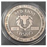 RED LION CASINO 1oz .999 FINE SILVER (607)