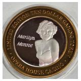 MARILYN MONROE - $10 .999 SILVER TOKEN (551 B3)