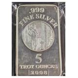 .999 FINE SILVER - 5 TROY OUNCES BAR (910 A)