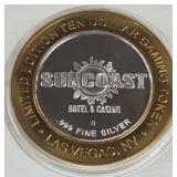 SUNCOAST CASINO - $10 .999 SILVER TOKEN (551 B98)