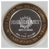SUNCOAST CASINO - $10 .999 SILVER TOKEN (551 C1)