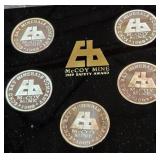 LOT OF 5 - 1 TROY OUNCE .999 FINE SILVER (952 B)