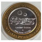 OSHEAS CASINO - $10 .999 SILVER TOKEN (551 B43)