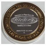 BINION'S - $10 .999 SILVER TOKEN (551 A8)