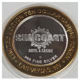 SUNCOAST CASINO - $10 .999 SILVER TOKEN (551 B96)