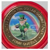 4 QUEENS CASINO - $10 .999 SILVER TOKEN (551 C53)