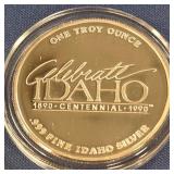 ONE TROY OUNCE .999 FINE IDAHO SILVER (987 D)