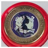 4 QUEENS CASINO - $10 .999 SILVER TOKEN (551 C43)