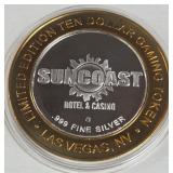 SUNCOAST CASINO - $10 .999 SILVER TOKEN (551 B97)