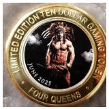 4 QUEENS CASINO .999 FINE SILVER TOKEN (658 D)
