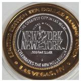 NEW YORK CASINO - $10 .999 SILVER TOKEN (551 C26)
