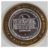 NEW YORK CASINO - $10 .999 SILVER TOKEN (551 C27)