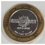 SUNCOAST CASINO - $10 .999 SILVER TOKEN (551 B100)