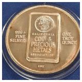 ONE TROY OUNCE .999 FINE SILVER (840 M)
