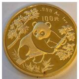 1992 CHINA 1oz GOLD 100Y PANDA COIN (801 C)