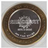 SUNCOAST CASINO - $10 .999 SILVER TOKEN (551 B95)