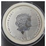 2022 .9999 SILVER 1oz $2 ELIZABETH (845 H)