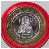 4 QUEENS CASINO - $10 .999 SILVER TOKEN (551 C50)