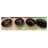 487 -FOUR VINTAGE AVON RUBY-RED GLASS BOWLS (A103)