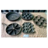 487 - FIVE PIECES VINTAGE CAST IRON COOKWARE (A120