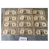 487 - TWELVE COLLECTIBLE US $1 BILLS (G214)