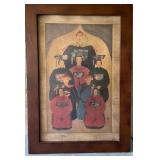487 - VINTAGE ASIAN ART FRAMED 40X28" (G241)