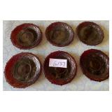 487 - SIX PIECES AVON RUBY RED GLASS SAUCERS (G157