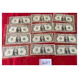 487 - TWELVE COLLECTIBLE US $1 BILLS (G211)
